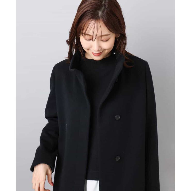 SUPER100sウール スタンドカラーロングコート | MK MICHEL KLEIN | 詳細画像2 