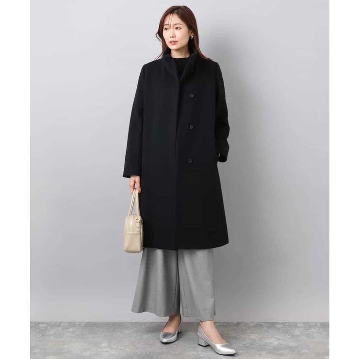 SUPER100sウール スタンドカラーロングコート | MK MICHEL KLEIN | 詳細画像3 