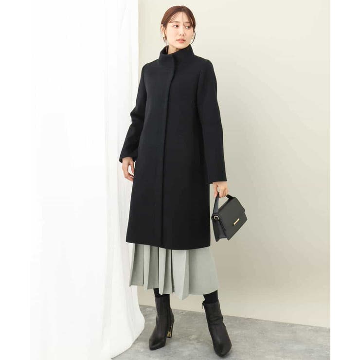 SUPER100sウール スタンドカラーロングコート | MK MICHEL KLEIN | 詳細画像6 