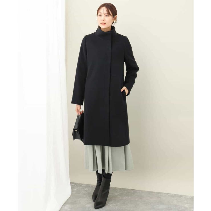 SUPER100sウール スタンドカラーロングコート | MK MICHEL KLEIN | 詳細画像7 