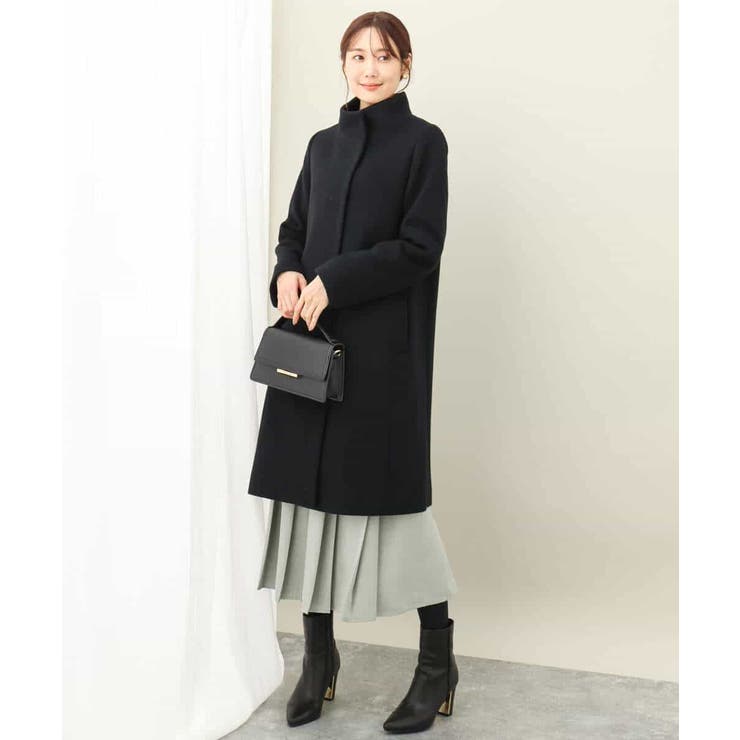 SUPER100sウール スタンドカラーロングコート | MK MICHEL KLEIN | 詳細画像8 