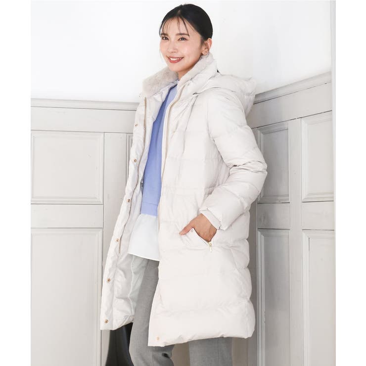 アイボリー | ベーシックタフタ ロングダウンコート/撥水加工 | MK MICHEL KLEIN