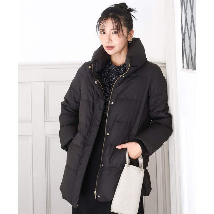 ブラック | ベーシックタフタ ミドルダウンコート/撥水加工 | MK MICHEL KLEIN