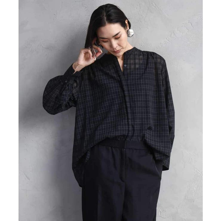 シアーチェックAラインブラウス | MICHEL KLEIN | 詳細画像2 