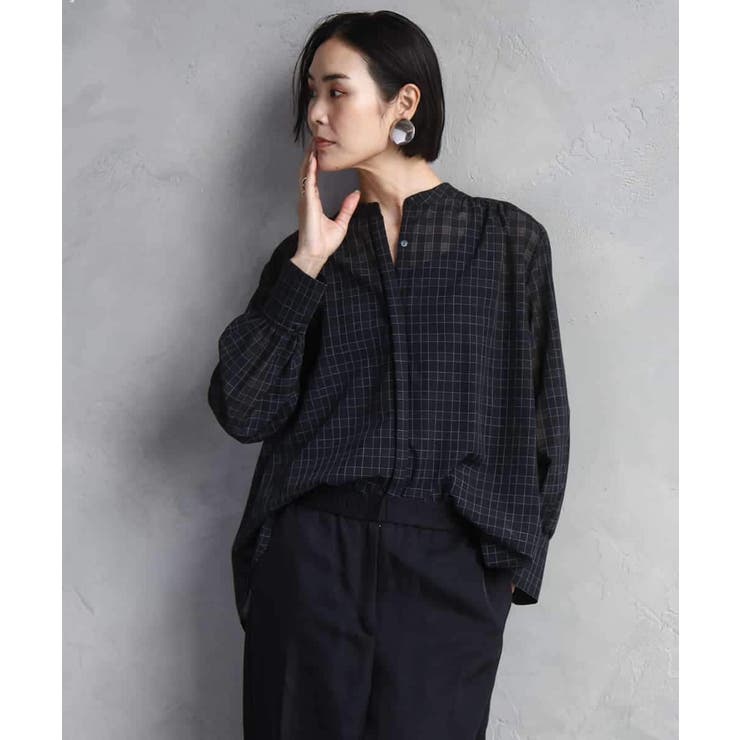 シアーチェックAラインブラウス | MICHEL KLEIN | 詳細画像3 