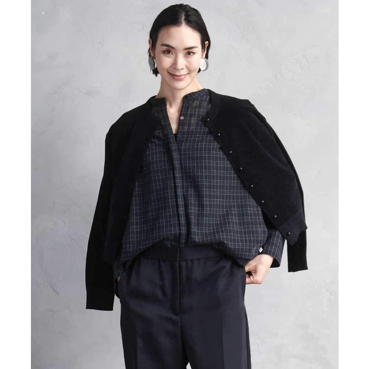 シアーチェックAラインブラウス | MICHEL KLEIN | 詳細画像7 