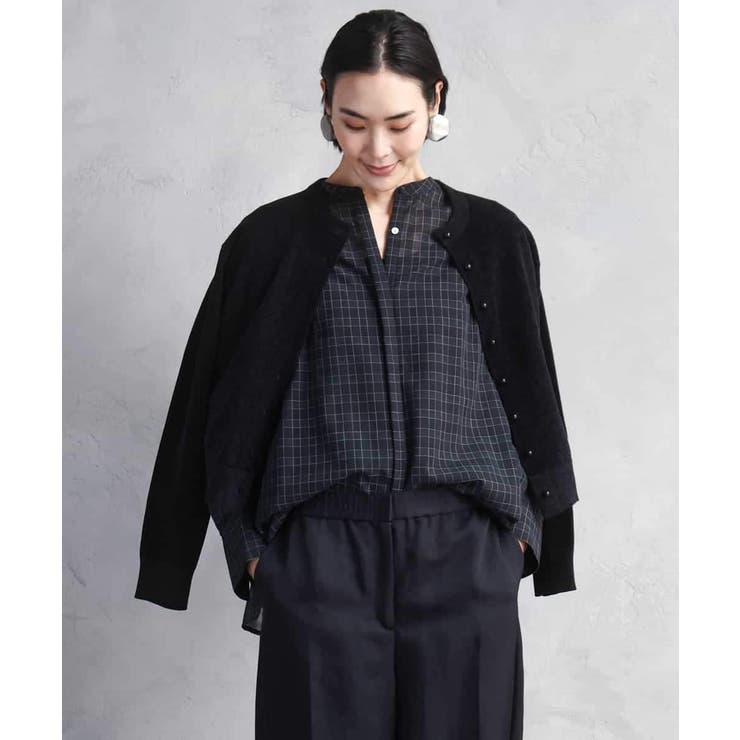 シアーチェックAラインブラウス | MICHEL KLEIN | 詳細画像9 