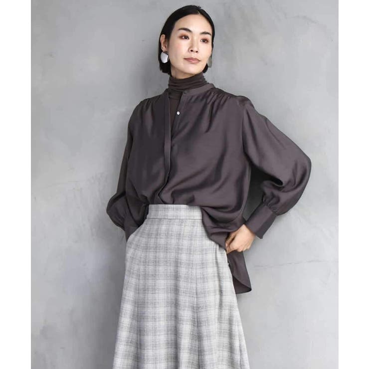 ブラウン | シアーAラインブラウス | MICHEL KLEIN