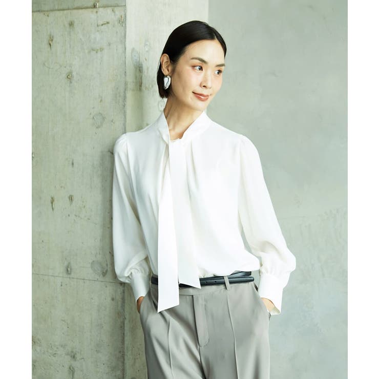 ホワイト | ボウタイブラウス | MICHEL KLEIN