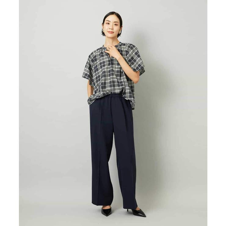 [セットアップ対応]ギャザーブラウス シアーチェック柄 | MICHEL KLEIN | 詳細画像2 