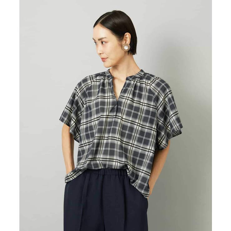 [セットアップ対応]ギャザーブラウス シアーチェック柄 | MICHEL KLEIN | 詳細画像21 