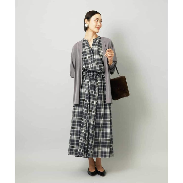 [セットアップ対応]ギャザーブラウス シアーチェック柄 | MICHEL KLEIN | 詳細画像5 