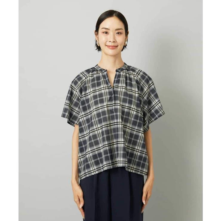 [セットアップ対応]ギャザーブラウス シアーチェック柄 | MICHEL KLEIN | 詳細画像7 