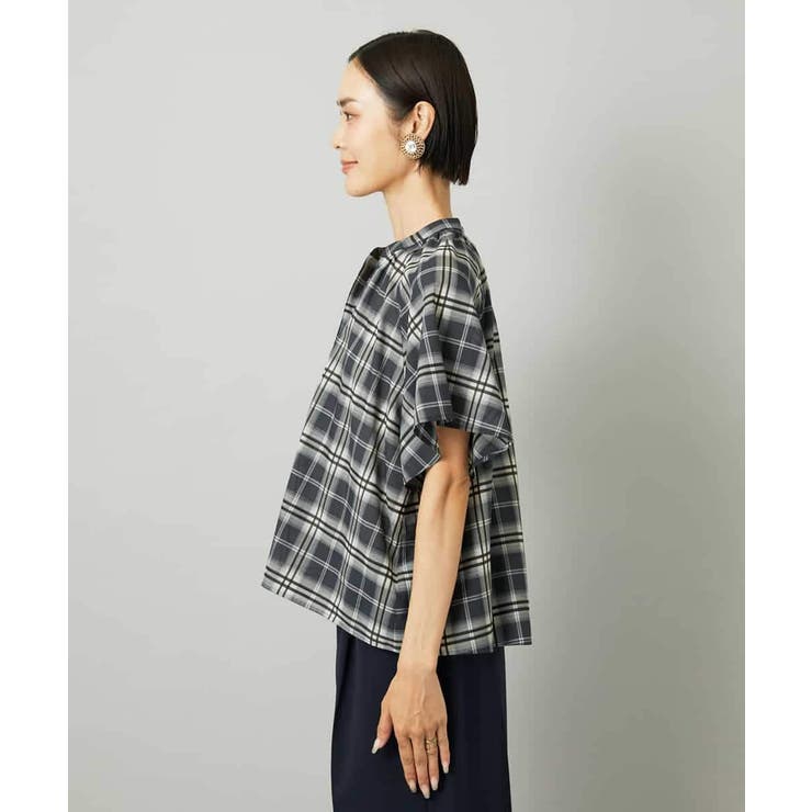 [セットアップ対応]ギャザーブラウス シアーチェック柄 | MICHEL KLEIN | 詳細画像8 