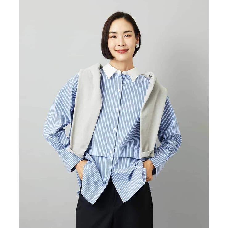 [2WAY]クレリックオーバーサイズストライプシャツ | MICHEL KLEIN | 詳細画像10 