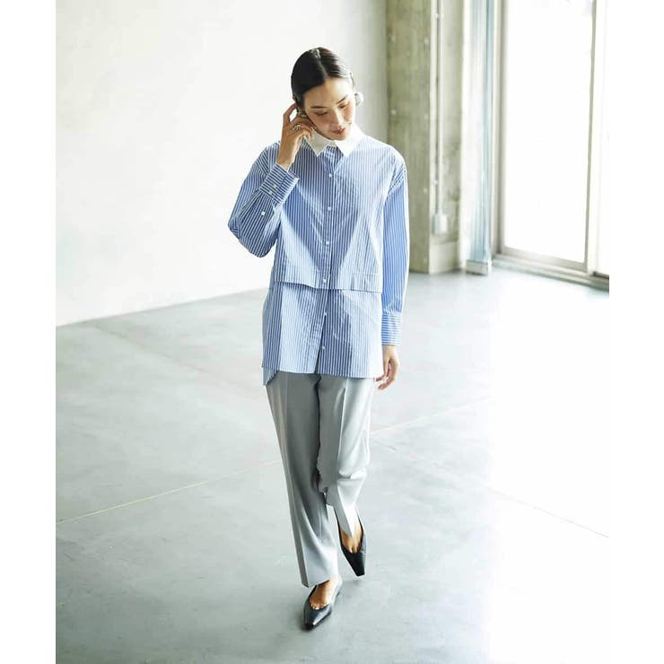 [2WAY]クレリックオーバーサイズストライプシャツ | MICHEL KLEIN | 詳細画像5 