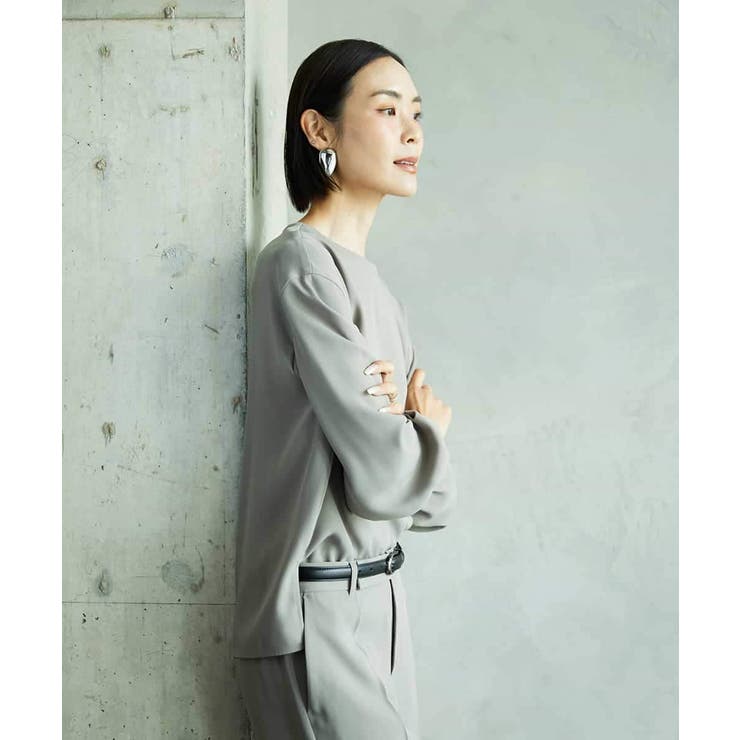 [セットアップ対応]ノーカラーブラウス | MICHEL KLEIN | 詳細画像1 