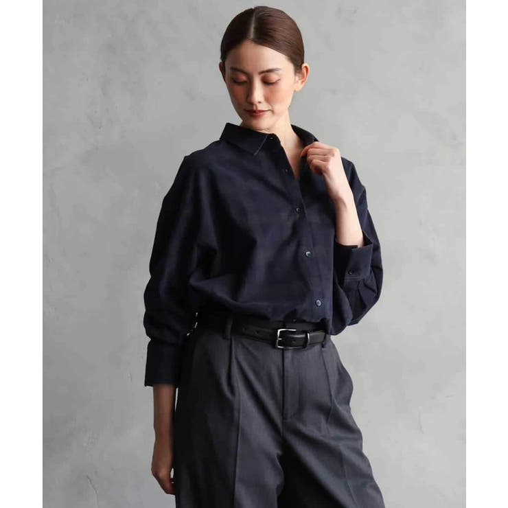 ネイビー | [セットアップ対応]チェックコーデュロイシャツ | MICHEL KLEIN