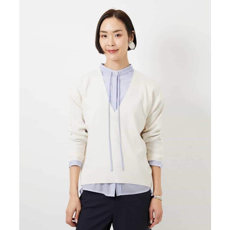 テンセルドビー細ボウタイブラウス | MICHEL KLEIN | 詳細画像15 