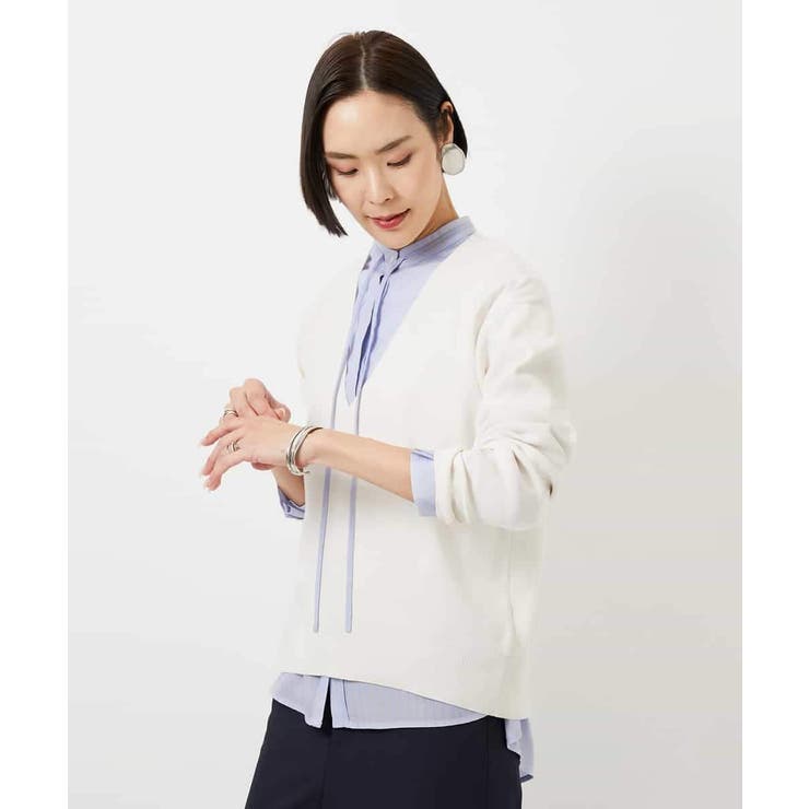 テンセルドビー細ボウタイブラウス | MICHEL KLEIN | 詳細画像16 