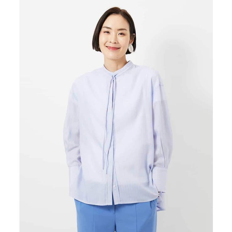 テンセルドビー細ボウタイブラウス | MICHEL KLEIN | 詳細画像2 