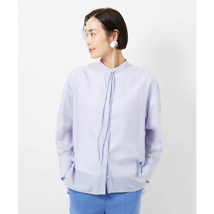 テンセルドビー細ボウタイブラウス | MICHEL KLEIN | 詳細画像4 