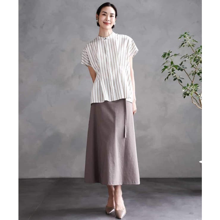 ストライプ柄デザインタックブラウス | MICHEL KLEIN | 詳細画像4 