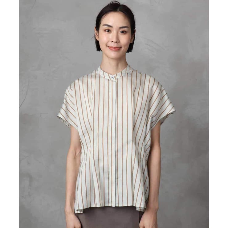 ストライプ柄デザインタックブラウス | MICHEL KLEIN | 詳細画像6 