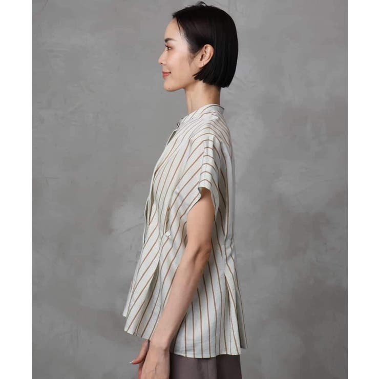 ストライプ柄デザインタックブラウス | MICHEL KLEIN | 詳細画像7 