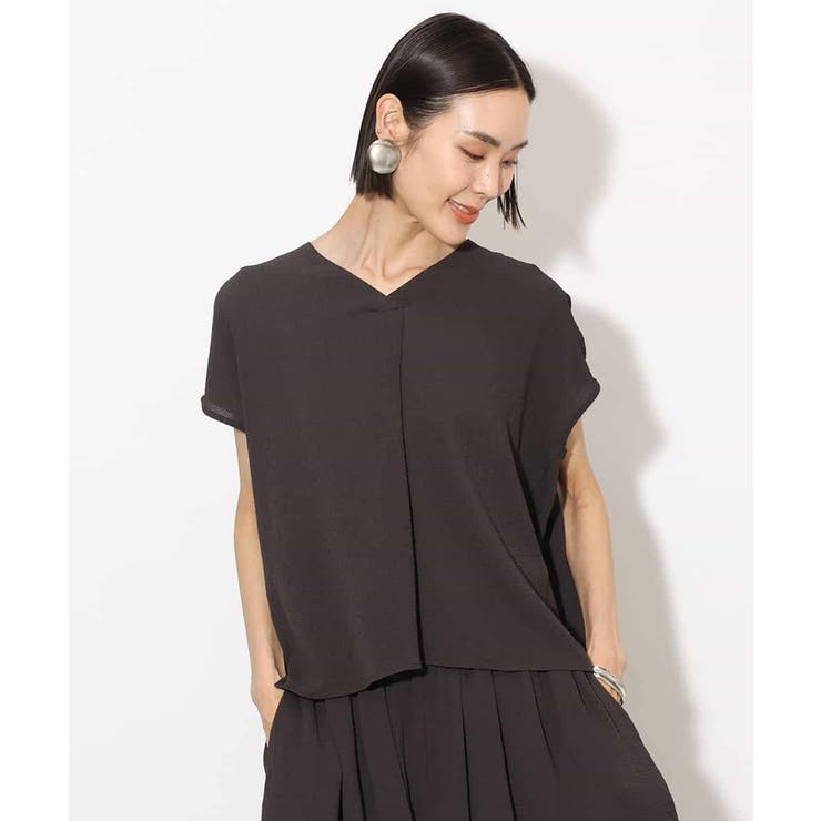 [セットアップ対応]楊柳Vネックデザインブラウス | MICHEL KLEIN | 詳細画像13 