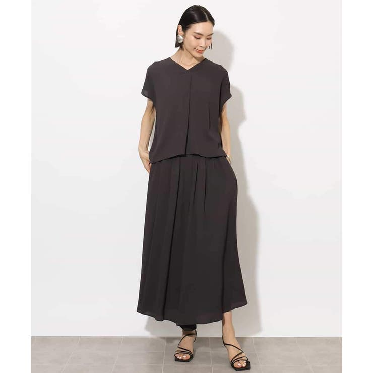 [セットアップ対応]楊柳Vネックデザインブラウス | MICHEL KLEIN | 詳細画像15 