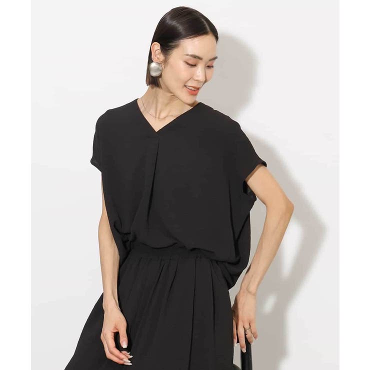 [セットアップ対応]楊柳Vネックデザインブラウス | MICHEL KLEIN | 詳細画像2 