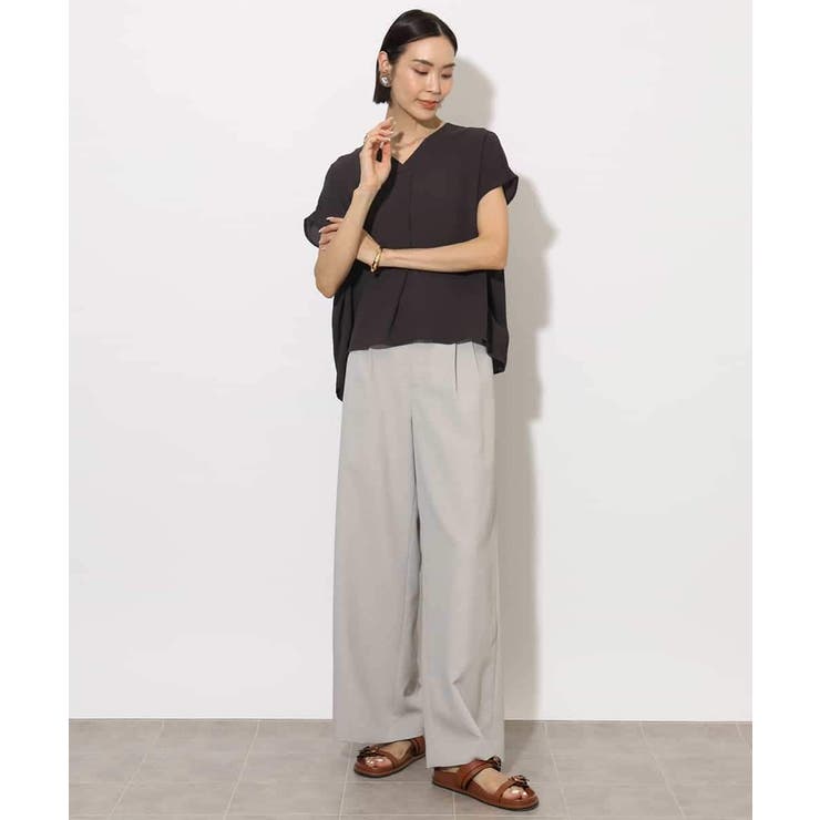 [セットアップ対応]楊柳Vネックデザインブラウス | MICHEL KLEIN | 詳細画像21 