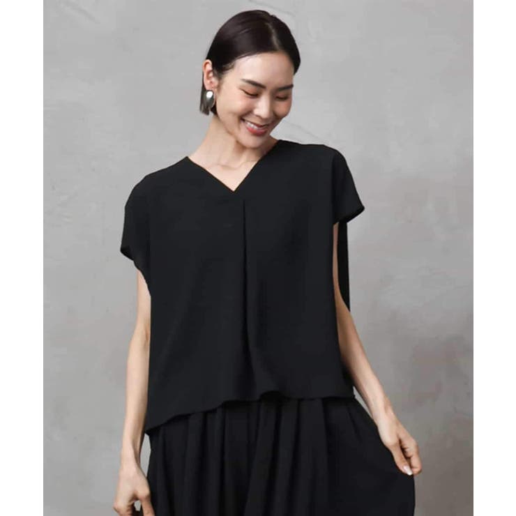 [セットアップ対応]楊柳Vネックデザインブラウス | MICHEL KLEIN | 詳細画像4 