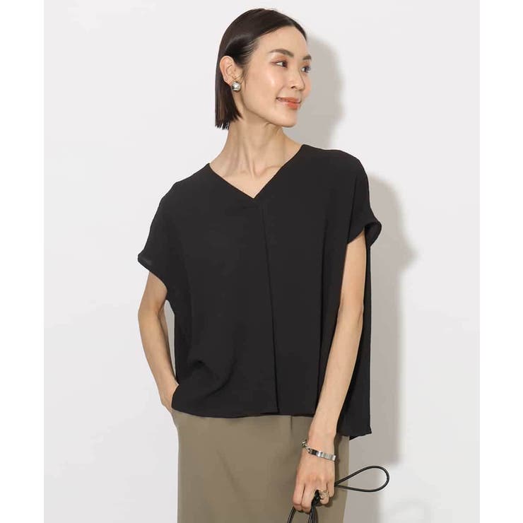 [セットアップ対応]楊柳Vネックデザインブラウス | MICHEL KLEIN | 詳細画像8 