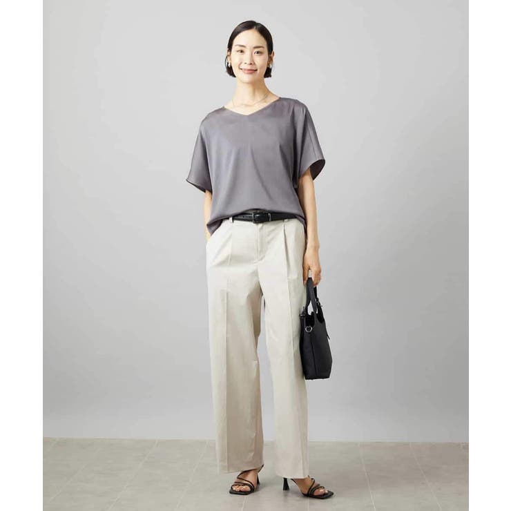 [セットアップ対応]Vネックサテンオーバーブラウス | MICHEL KLEIN | 詳細画像11 