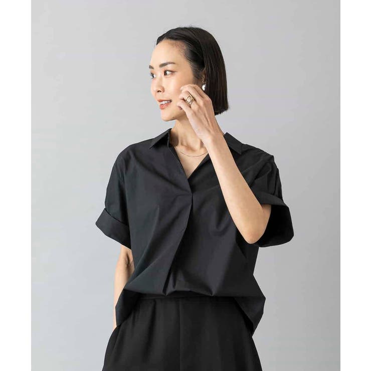 ブラック | スキッパーシャツブラウス | MICHEL KLEIN