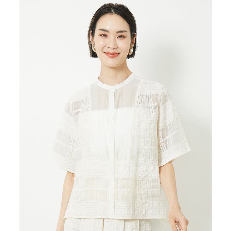 [セットアップ対応]チェックジャカードレースブラウス | MICHEL KLEIN | 詳細画像11 