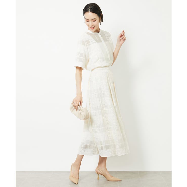 [セットアップ対応]チェックジャカードレースブラウス | MICHEL KLEIN | 詳細画像14 