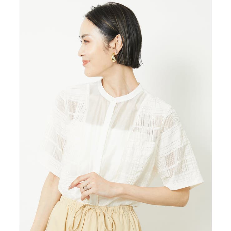 [セットアップ対応]チェックジャカードレースブラウス | MICHEL KLEIN | 詳細画像17 