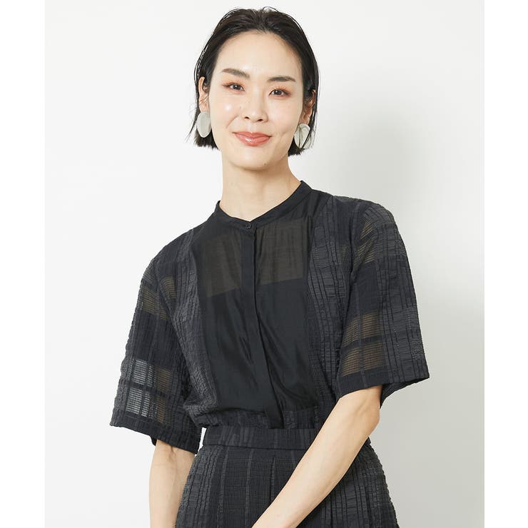 [セットアップ対応]チェックジャカードレースブラウス | MICHEL KLEIN | 詳細画像5 