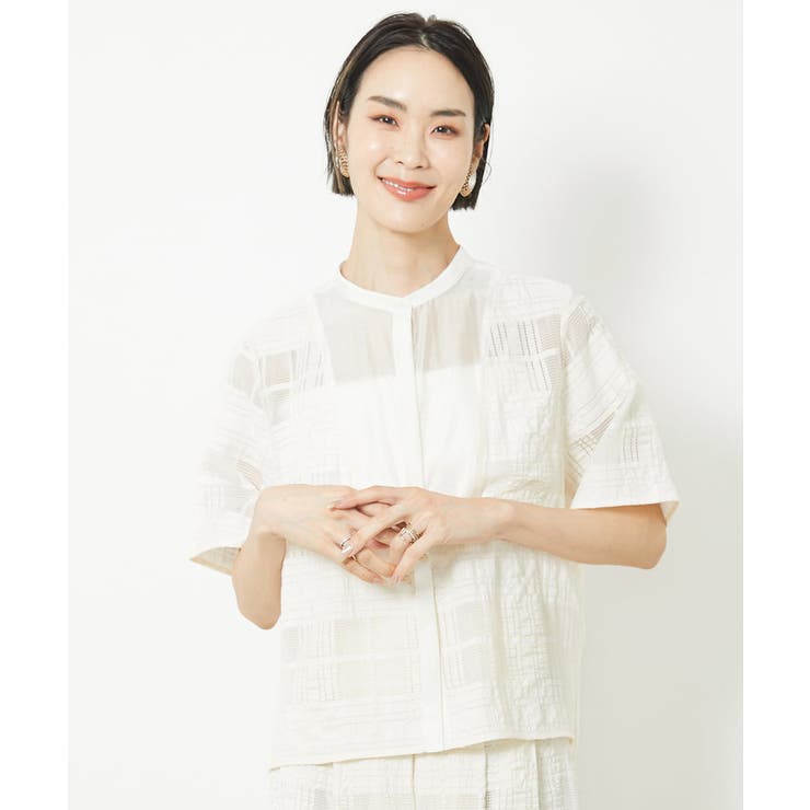 [セットアップ対応]チェックジャカードレースブラウス | MICHEL KLEIN | 詳細画像9 