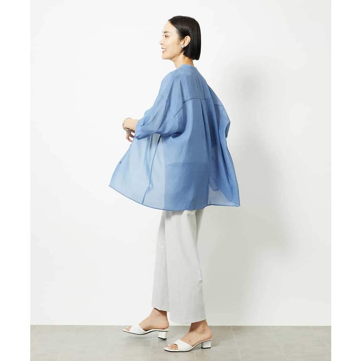 バンドカラーシアーブラウス | MICHEL KLEIN | 詳細画像13 