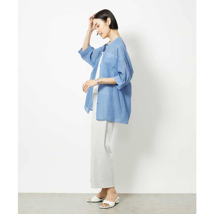 バンドカラーシアーブラウス | MICHEL KLEIN | 詳細画像14 