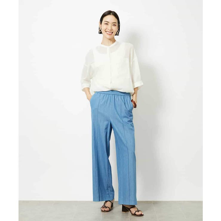 バンドカラーシアーブラウス | MICHEL KLEIN | 詳細画像17 