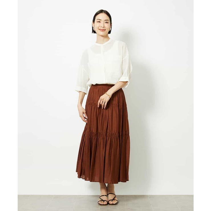 バンドカラーシアーブラウス | MICHEL KLEIN | 詳細画像26 