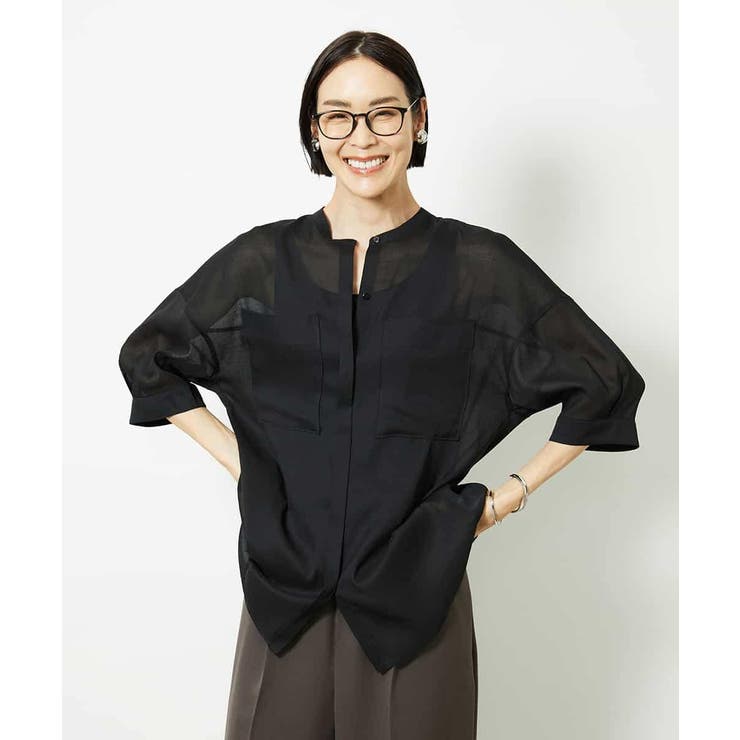 バンドカラーシアーブラウス | MICHEL KLEIN | 詳細画像27 