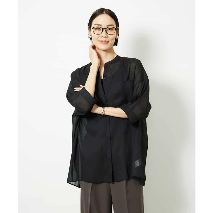 バンドカラーシアーブラウス | MICHEL KLEIN | 詳細画像28 