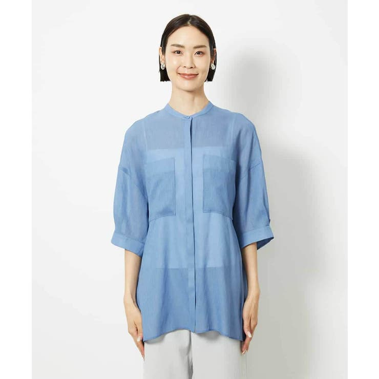 バンドカラーシアーブラウス | MICHEL KLEIN | 詳細画像34 