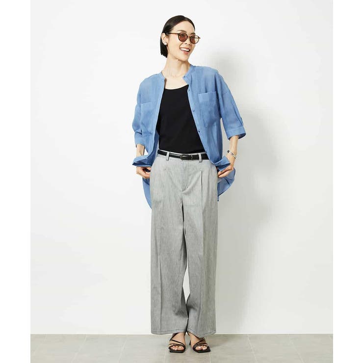 バンドカラーシアーブラウス | MICHEL KLEIN | 詳細画像5 